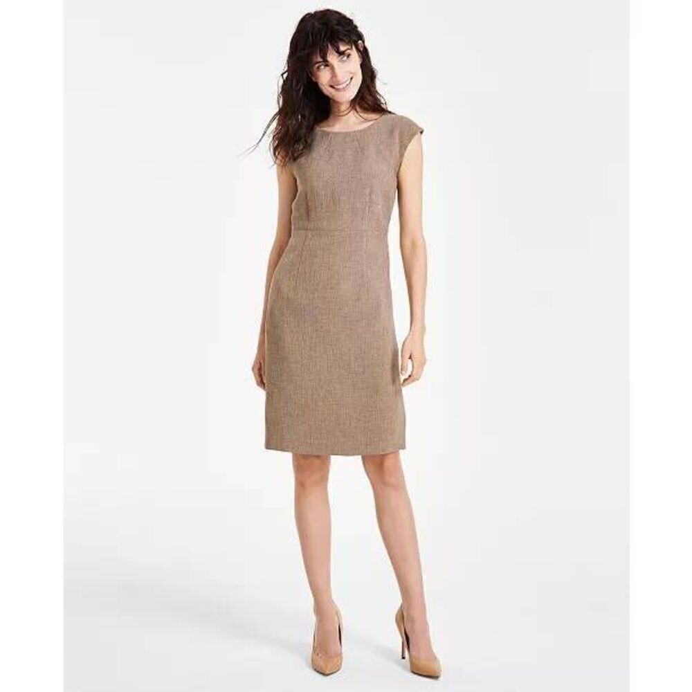 Kasper Women's 6 Extended-Shoulder Sheath Dress Cypress Grey Cap Sleeve Career
